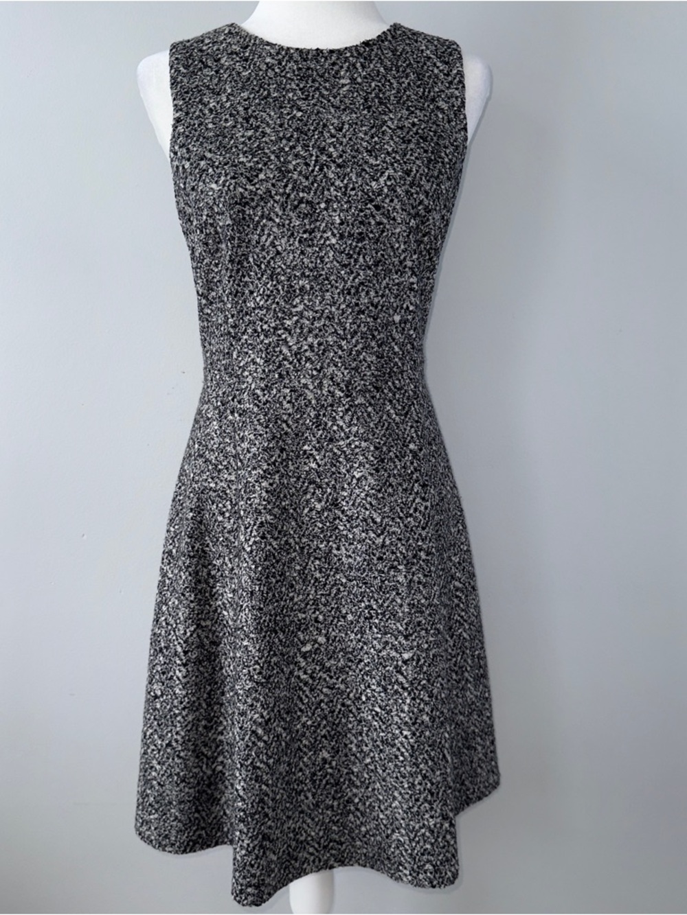 Theory Black and White Tweed Midi Dress